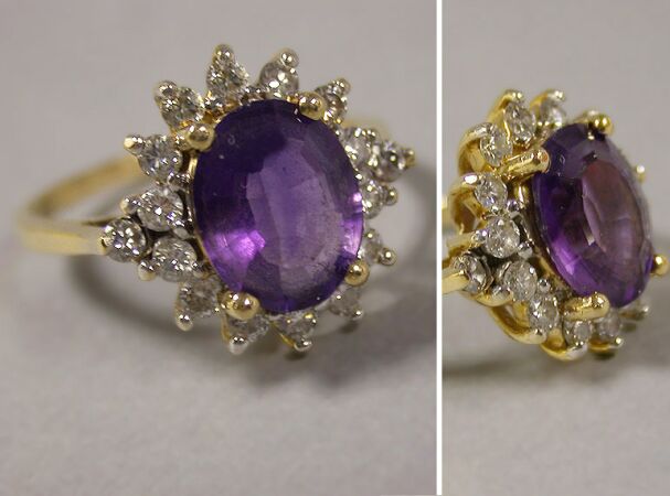 Lot image - Amethyst and Diamond Ring