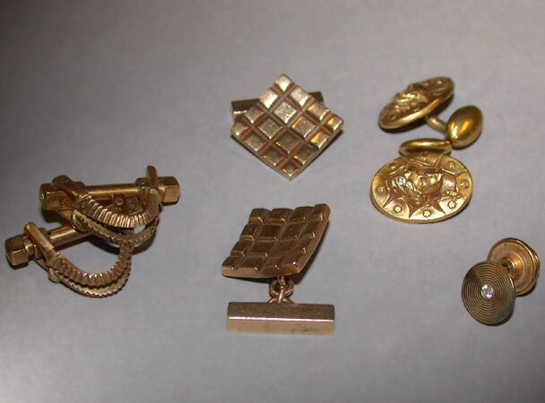 Lot image - Three Pairs of Cuff Links and a Tie Tac