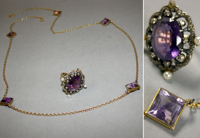 Lot image - Amethyst Ring and Necklace