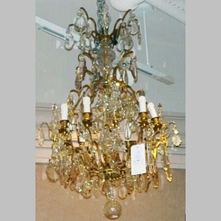 Lot image - Louis XV Style Gilt-Bronze and Cut Glass Eight-Light Chandelier