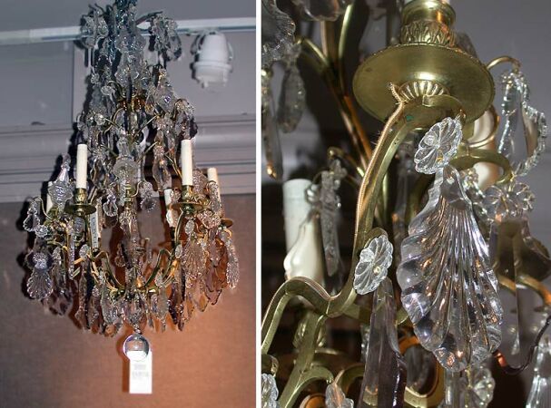 Lot image - Louis XV Style Gilt-Metal and Cut Glass Six-Light Chandelier