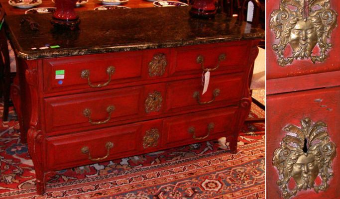 Lot image - Regence Style Red Painted Commode