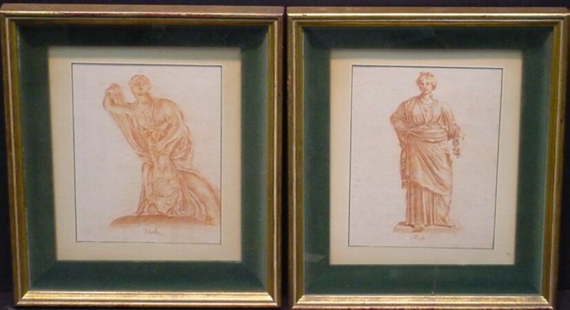Lot image - Roman School 19th Century DRAWINGS AFTER THE ANTIQUE, NIOBE and MUSA: TWO
