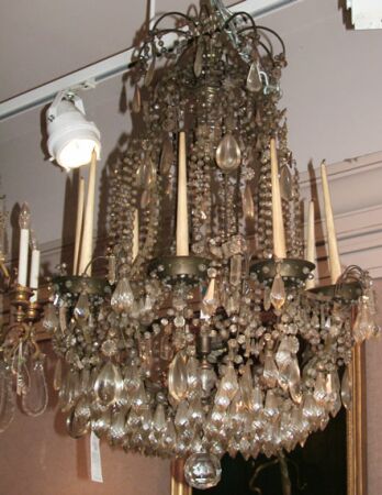 Lot image - Continental Rococo Gilt-Metal and Cut Glass Eight-Light Chandelier