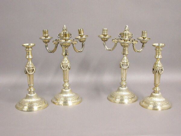 Lot image - Set of Four Modern English Silver Candlesticks