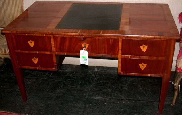 Lot image - Continental Neoclassical Mahogany and Kingwood Desk