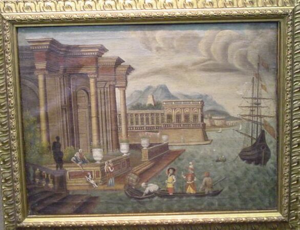 Lot image - Continental School 18th Century FANTASTIC PORT SCENE