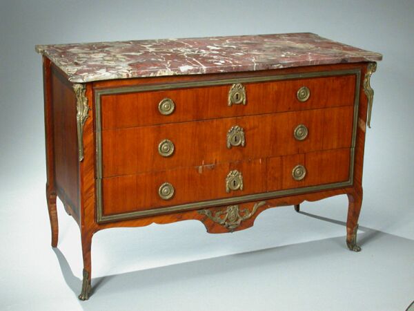 Lot image - Transitional Louis XV/XVI Gilt-Bronze Mounted Kingwood Commode