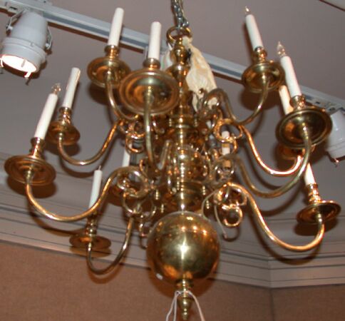 Lot image - Dutch Baroque Style Brass Twelve-Light Chandelier