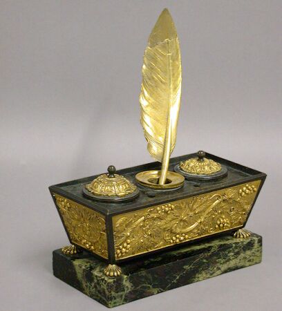 Lot image - Charles X Gilt and Patinated-Bronze Inkstand