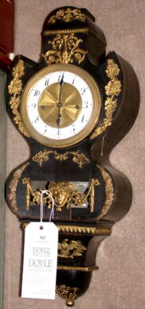 Lot image - Biedermeier Gilt-Bronze Mounted Ebonized Wall Clock