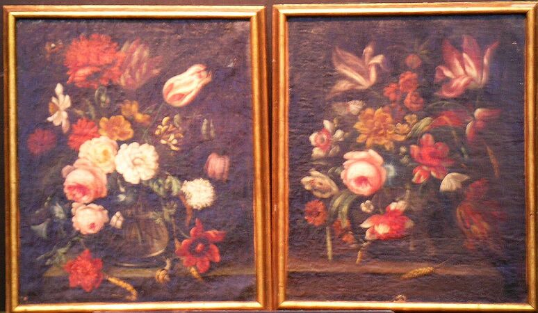 Lot image - Italian School 19th Century FLORAL STILL LIFES: PAIR