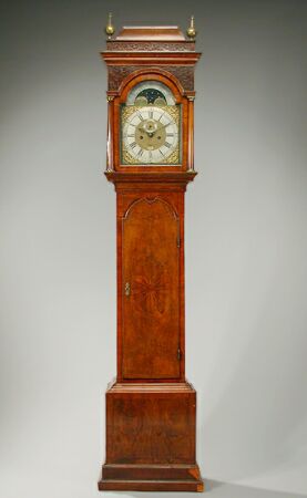Lot image - George III Inlaid Walnut Tall Case Clock
