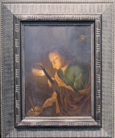 Lot image - After Godfried Schalken BOY BLOWING ON A FIRE BRAND TO LIGHT A CANDLE