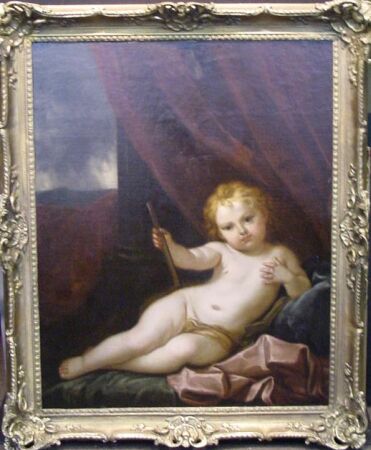 Lot image - Continental School 17th Century INFANT RECLINING ON DRAPES