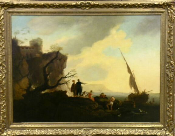 Lot image - Attributed to Charles F. La Croix (called La Croix de Marseille) FIGURES ALONG THE SHORE