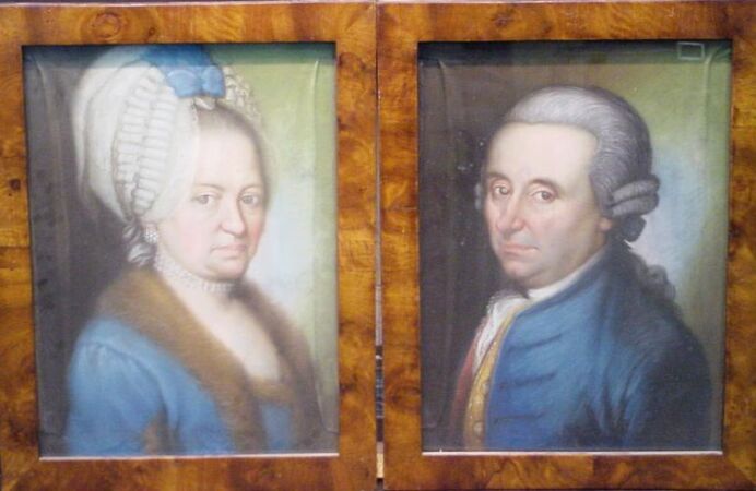 Lot image - Continental School 18th Century PORTRAIT OF A MAN and PORTRAIT OF A WOMAN: PAIR