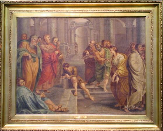 Lot image - Flemish School 18th Century CHRIST AND THE WOMEN TAKEN IN ADULTERY