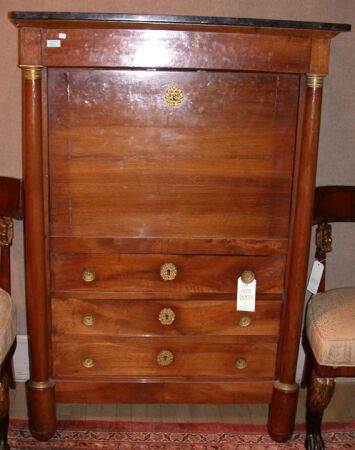 Lot image - Empire Gilt-Bronze Mounted Mahogany Secretaire a Abattant