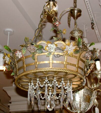 Lot image - Continental Rococo Style Gilt-Bronze and Tole Chandelier