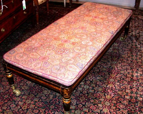 Lot image - Regency Parcel Gilt and Black Painted Bench
