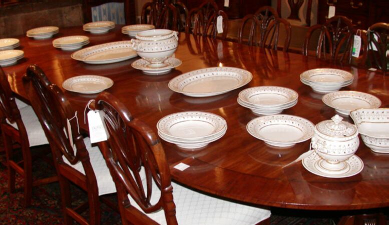 Lot image - George III Mahogany Four-Pedestal Dining Table