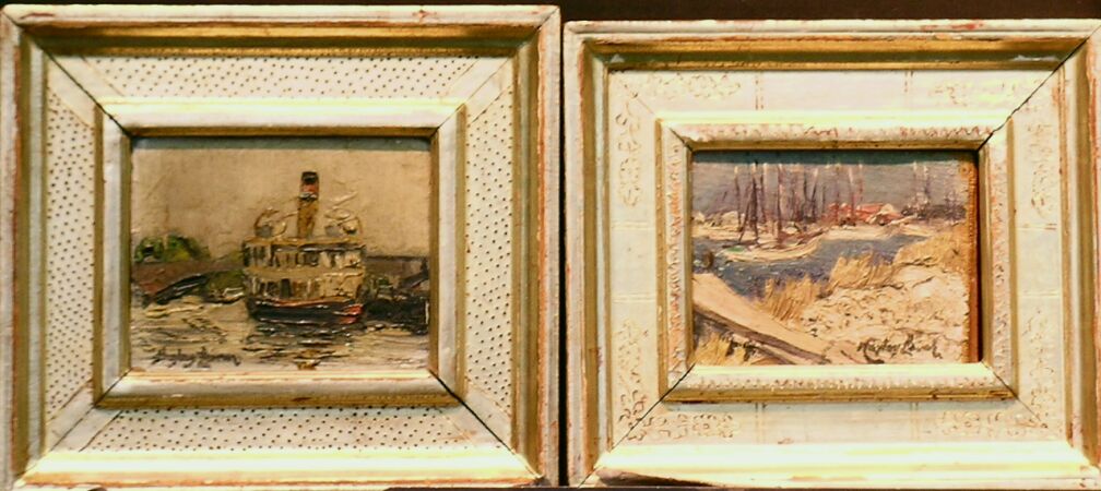 Lot image - Richard Hayley Lever Australian/American, 1876-1958 (i) FERRY BOAT (ii) SAILBOATS IN AN INLET:  TWO