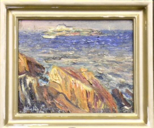 Lot image - Richard Hayley Lever Australian/American, 1876-1958 ISLAND OFF A ROCKY COAST