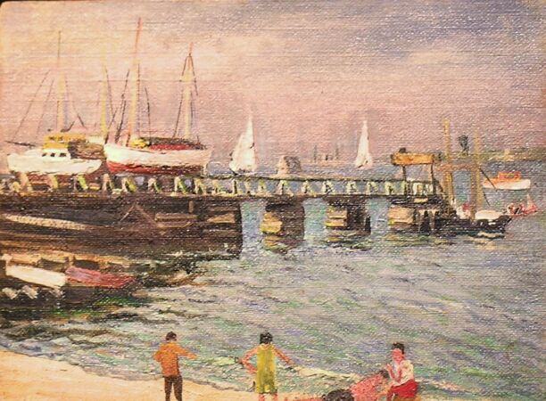 Lot image - Richard Hayley Lever Australian/American, 1876-1958 SUNBATHING BY THE PIER