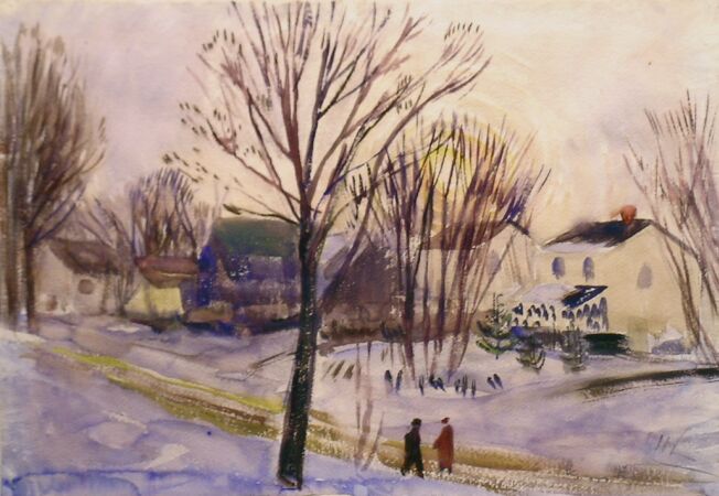 Lot image - Richard Hayley Lever Australian/American, 1876-1958 HOUSES IN WINTER