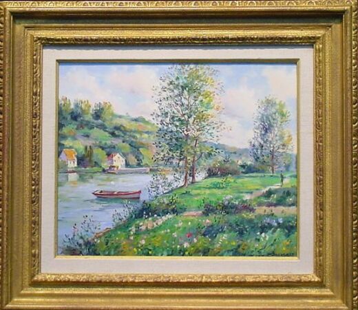 Lot image - Jean Francois Bourgeat French, 20th century BORD DE SEINE A ST. MAMMES
