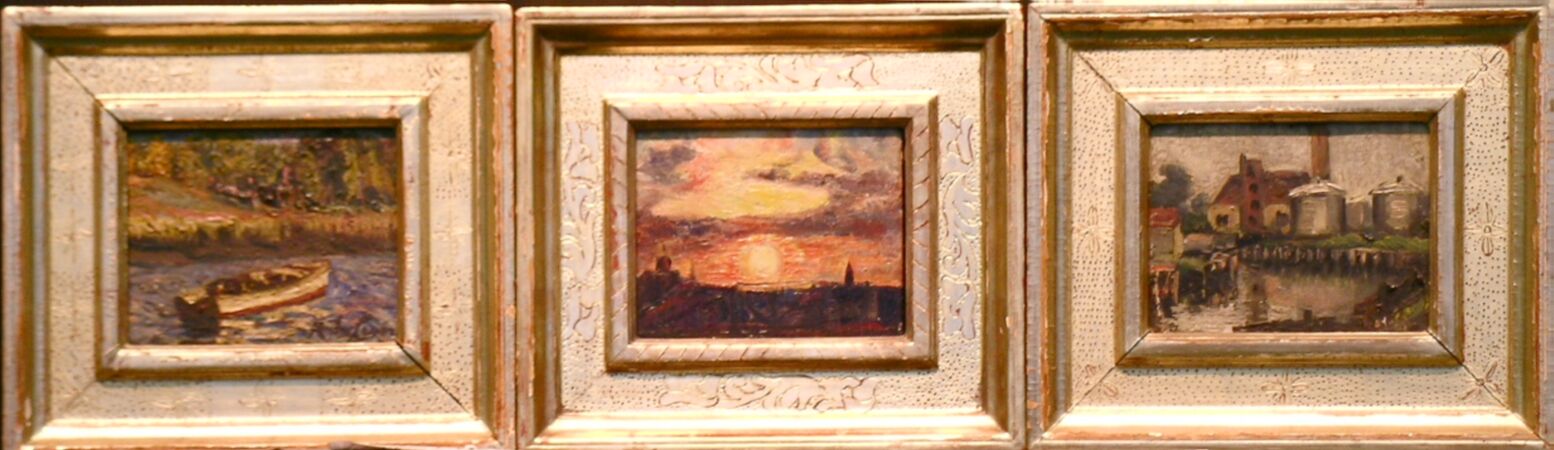 Lot image - Richard Hayley Lever Australian/American, 1876-1958 SUNSET; ROWBOAT and MILL: THREE