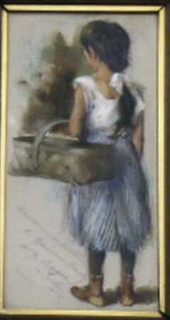 Lot image - William Merritt Berger American, b.1872 GIRL WITH BASKET