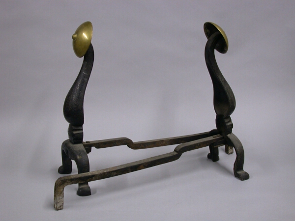 Lot image - Pair of Brass and Cast Iron Andirons