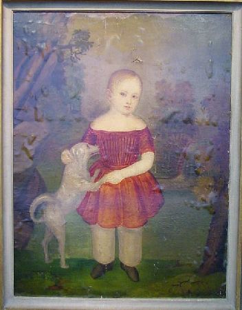 Lot image - American School 19th Century CHILD WITH DOG