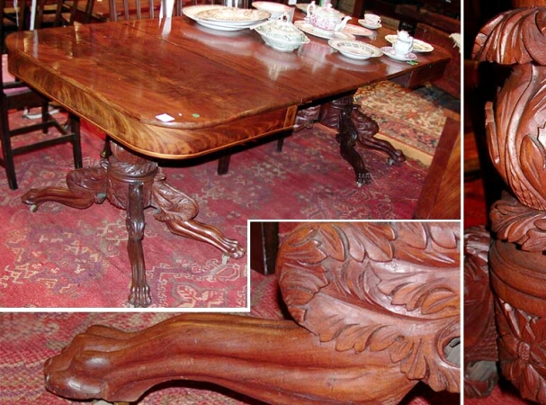 Lot image - Classical Mahogany Two-Part Drop-Leaf Dining Table