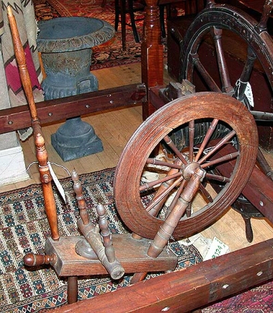 Lot image - Oak Spinning Wheel and a Maple Yarn Winder