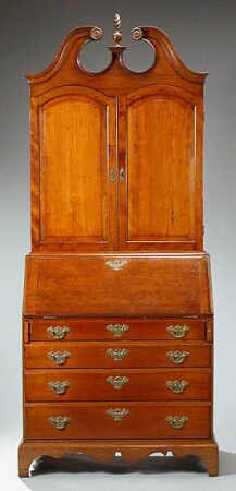 Lot image - Chippendale Cherry Desk and Bookcase