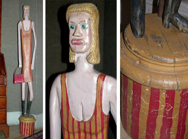 Lot image - Carved and Painted Wood Figure of a Woman