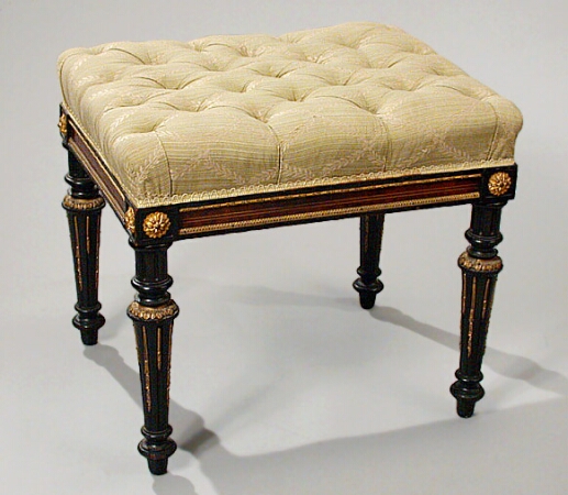 Lot image - Louis XVI Revival Gilt-Bronze Mounted Ebonized Stool