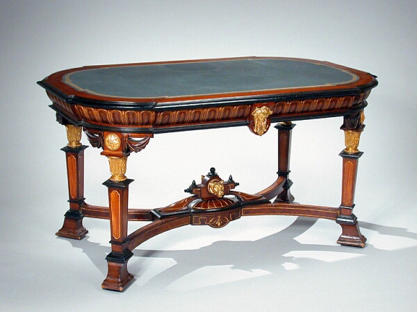 Lot image - Renaissance Revival Gilt-Bronze Mounted Mahogany Library Table
