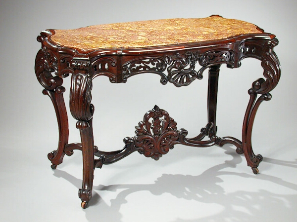 Lot image - Rococo Revival Rosewood Center Table Attributed to J. and J. W. Meeks, New York, circa 1855