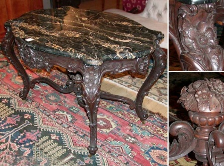 Lot image - Rococo Revival Walnut Center Table New York, circa 1855