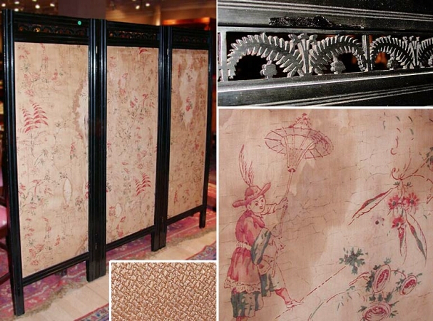 Lot image - Ebonized Three-Fold Screen  Circa 1880
