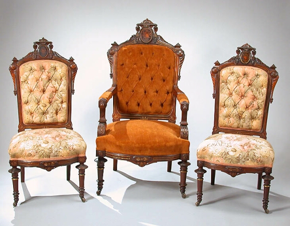 Lot image - Set of Five Renaissance Revival Rosewood Chairs New York, circa 1865