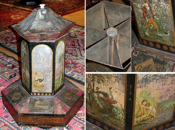 Lot image - Painted Tin Spice Dispenser