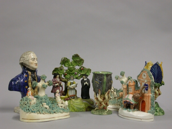 Lot image - Group of Seven Staffordshire Pottery Articles