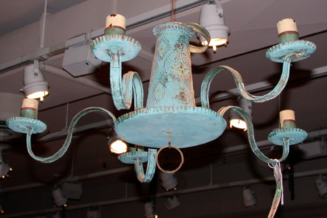 Lot image - Painted Tin Five-Light Chandelier