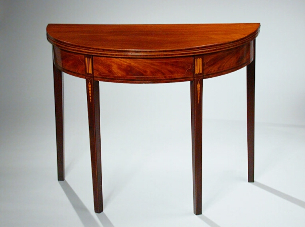 Lot image - Federal Inlaid Mahogany Fold-Over Card Table Rhode Island, early 19th century