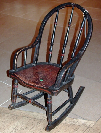 Lot image - Black Painted Childs Rocking Armchair